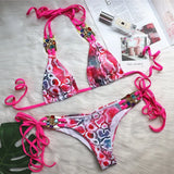Zingj 2023 Swimsuit Snake Print Straps Women's Split Swimsuit Sexy Crystal Diamond Low Waist