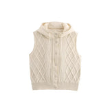Women's 2025 Winter Fashion Vintage Vintage Vintage Cotton Stitched Knitted Hooded Vest