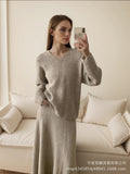 Loose Knitting Suit Women 2025 Autumn And Winter New Round-Neck Sweater + Fishtail Skirt Real