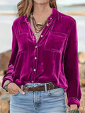 Golden Velvet Shirt Women's 2025 Long-Sleeved Velvet