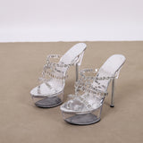 Tiangao Bar Model Walking Show Women's Transparent Crystal High-Heeled Sandals Fashion Party Sandals
