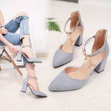 Sandals Women's Spring And Summer 2025 New Women's Shoes Coarse Shoes Korean Version Of The Sharp Head Of The Lady Pearl
