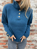 Li-Necked Knitwear In Autumn/Winter 2025 Solid Color Buttons Casual Loose Sweater For