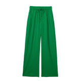 New Solid Color Elastic Waist Wide Leg Trousers