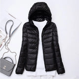 Autumn Winter New Super Light Female Light Hooded Down Jacket Light Female Slim To Add Large Size Light Coat Tide-Outfit