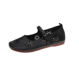 And South Korea Hollow Flat Bottom One-Word Buckle Shallow Single-Shoe Women Soft Bottom Carvings Breathable Lazy People Happy