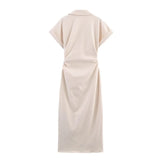New Denim Folding Short-Sleeved Dress