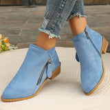 Women's Shoes New Thick-Heeled Large Size Women's Boots Velvet Martin Boots Low Heel Side Zipper Short Boots