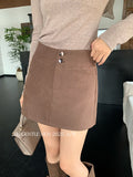 Xixi 2025 Autumn And Winter White Standard Temperament Pure Color Slim Waist Half-Body Skirt A Word Short Skirt Female