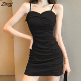 Dresses Women Sexy Slim Solid Folds Elegant Fashion Korean Платье Женское Sheath Mini Empire Summer Casual Female