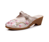 Zingj Summer New High Heel Wedge Heel Embroidered Cloth Slippers Women's Sandals Embroidered Cloth