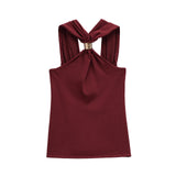 Women's Clothing INS Net Red Pop Sexy Hot Babes Gold Set And Knots Vest