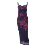 Zingj 2023 New Ins Wind Sexy Back Lace Edge Retro Print Slit