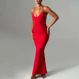 Zingj Summer New Temperament Sexy Trend V Collar Back Slim Dress