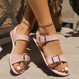 Women's Shoes Flat Sole Buckle With Solid Sandals Women's Shoes Rome Summer Lady Flat
