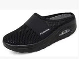 2025 Summer Large-Size Bag Head Half Slippers Women's Net Cloth Without Heel One-Legged Women's Shoes Flat