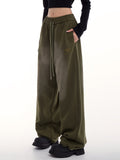 Zingj New Autumn And Winter Green Pants Women's High Street Sweatpants And Thick Retro Hip Hop Jazz Dance Straight Casual