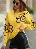 And Winter New Women's Sweater Fashion Flowers Three-Dimensional Embroidered Round Collar Long-Sleeved Knitted Shirt