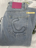 High Waist Women Strawberry Embroidery Jeans Casual Fashion Streetwear Wide Leg Denim Trouser Straight Baggy Denim