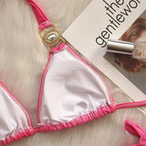 Zingj 2023 New Bikini Sexy Gradient Print Strap Swimsuit, Luxury Crystal Diamond Vacation