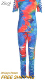 Women Tie Dye Sports Clothing Sets Lady Pullover Short Sleeve O Neck T Shirt Top + High Waist Knee Length