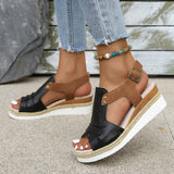 Summer Flat Bottom Fish Mouth Heel Sandals Women's Belt Buckle Beach