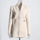 Fashion Design Feels Long-Term Suit In The Waist 2025 Changchun New V-Neck Long-Sleeved One-Buckle Suit