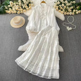 New French Wearing Women's Clothing Printing With Chest Pads With Chest Slings + High Waist Slim Half Skirt Two