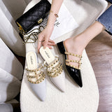 Heels 2025 Summer New Slippers Wearing Coarse Heel Low Heels Small Heel Half-Bag Pointed Cool Slippers