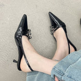 High-Heeled Shoes Red Bag Head Sandals Fairy Shoes 2025 New Summer Black Sharp Sandals