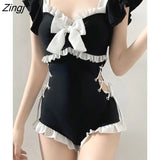 Women Bandage Sweet Sexy Slim Bow Simple Swimwear Beach Style Ulzzang Patchwork Design Summer Basic Students