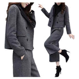 Women's Clothing 2025 Autumn And Winter Two Sets Of Trousers With Trousers With Tyribs, Coat Broad Leg Trousers Casual Fashion Suit Women's