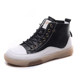 Leather High-Top Shoes Autumn Beef Nuck Bottom Small White Shoes Soft-Soled Casual Shoes Short Boots Spring Autumn Women's Shoes Breathable