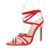 Summer New Sexy Comfortable Leather Thin Heel Women's Sandals Pure Color Pointed Large Yard Fish Mouth High Heel