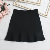 Shooting Small Lotus Leaf Side Fishtail Short Skirt Anti-Light High-Rise Thin A Word Bag Hip Skirt
