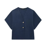 New Flat-Sleeve V-Neck Sports Knitwear Jacket