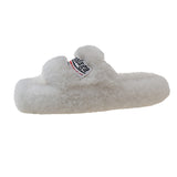 Slippers Women Wear 2025 New Letter Embroidered Thick Bottom Lamb Hair Autumn Winter Flat Letter
