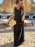 Women's Solid Color Slings Loose Holiday Dress Bare Sleeveless Women
