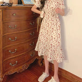 Woman Dress Floral Tender Holiday Elegant Slim Casual Ladies Sundress Vestido Midi Elegant Korean Comfortable Trendy