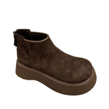 Kraft Big Head Pine Cake Thick Bottom Martin Boots After The Zipper Smoke Barrel Small Man Height Small Short Boots