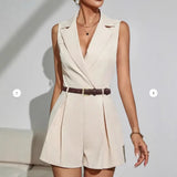 New Temperament Commuting Folded Short-Legged Suit Jumpsuit Trousers Women's