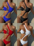 2026 New Solid Color Sexy Hollow Conjoined Swimsuit