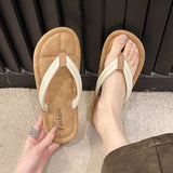 Flip-Flop Women Wear The 2025 New Flat-Bottom Beach Clip Slippers Soft Bottom Leisure Cool