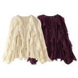 Summer Fashion V Collar Folded Folded Shirt Female