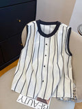 Striped Thin Sleeveless Shirt For Women In The Summer Of 2025 New Loose-Fitting Small Vest
