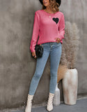 And Winter New Round Collar Solid Color Small Love Jacket Loose Sweater Knitted Shirt