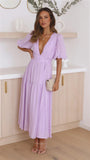 Zingj Years Leisure Fashion Trend Summer V Collar Waist Long Dress