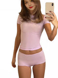 Milk Silk Two Sets Of Temperament Pure Suit Women's Fashion Round Neck Sexy Sports