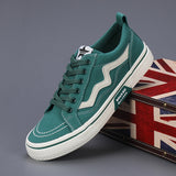 The Autumn Of 2025, The New Men's Shoes Flat-Soled Lace-Paneled Shoes Korean Version Of The Trend Of Casual Canvas Shoes Fashion And Comfortable Canvas