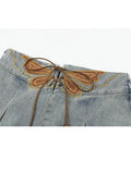 Women's Jean Pleated Skirt 2023 Summer Casual Vintage Korean Lace Up Denim A-Line Mini Skirt Harajuku Y2k Hight Waisted